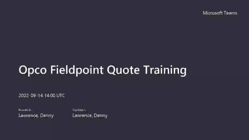 Fieldpoint Quote Training